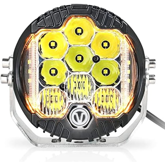 7 Inch Round LED Offroad Light with DRL, 90W Driving Light LED Light Bar, 8000LM Spot Flood Combo Work Light for Wrangler, ATV, SUV, UTV, Trucks, Pickup, 4x4, F150 - Pack of 1