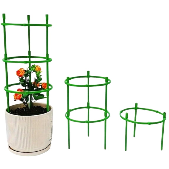 7 Inch Round Plant Support, Potted Plant Support, Plant Support Ring, Plant Stakes for Outdoor Plants, 3 Stakes 3 Small Ring Set, Rust-Resistant Weatherproof, for Peony Tomato