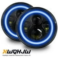 thumbnail image 1 of 7" Inch Round RGB MULTI COLOR LED SMD Halo Clear Lens Diamond Cut Headlights, 1 of 15
