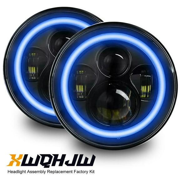 7" Inch Round RGB MULTI COLOR LED SMD Halo Clear Lens Diamond Cut Headlights