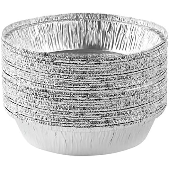 7'' Inch Round Tin Foil Pans Disposable Aluminum, Freezer & Oven Safe - For Baking, Cooking, Storage, Roasting, & Reheating, Pack of 20