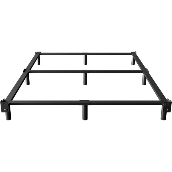 7 Inch  Size Bed Frame for Box Spring and Mattress, 9  Metal  Bed Base with Heavy Duty Support, Tool-Free, Easy Assembly, Black