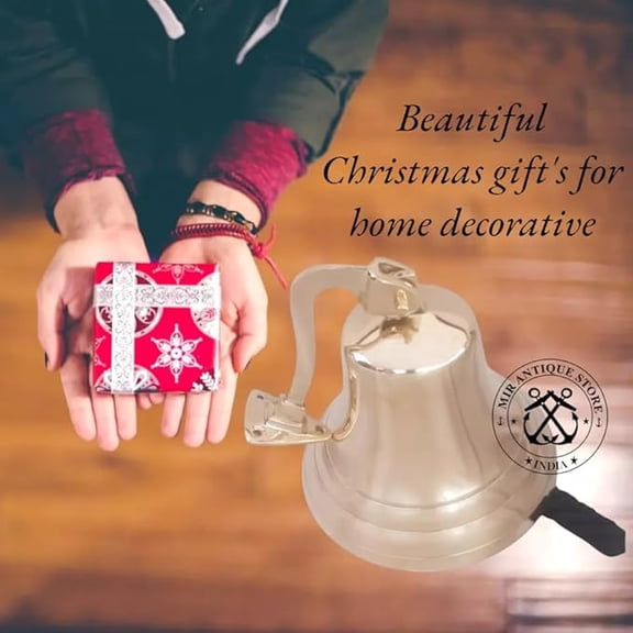 7-Inch Solid Brass Wall-Mounted Nautical Ship Bell with Classic Polished Finish  Heavy-Duty Maritime Bell for Boats, Home Dcor, and Outdoor Use