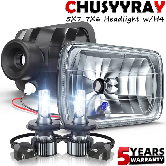 7 Inch Square Headlights Chrome Housing Clear Glass For Chevrolet C10 Trucks 1969-1987