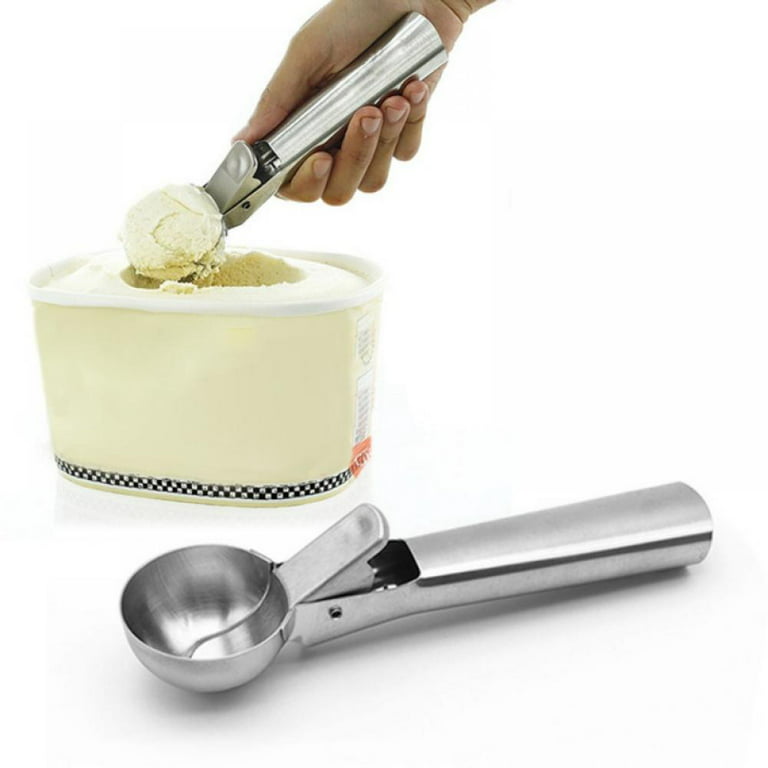 1pc Silver Stainless Steel Ice Cream Scoop & Fruit Baller, Ice Cream Spoon