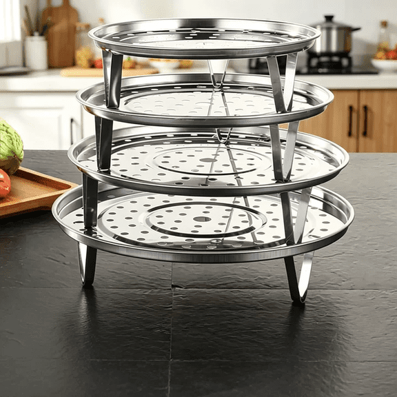 7 Inch Stainless Steel Steamer Rack with Detachable Legs,Multi-Purpose Porous Steaming Plate for Cooking Dumplings Vegetables Fish,Dishwasher Safe