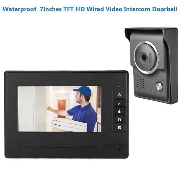 7-Inch TFT LCD Video Doorbell Wired Intercom System Night Vision Waterproof Camera