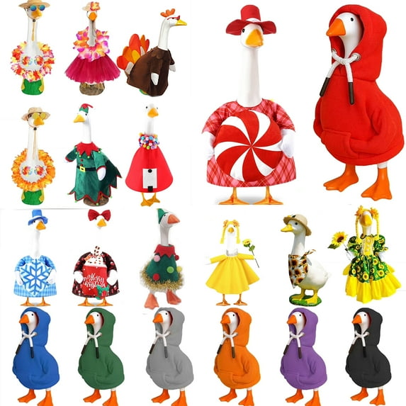 7 Inch Tabletop Desk Goose Outfits and Mini Porch Goose Accessories with Magnetic Statue Key Clothes, Cute Desktop Ornament Costume for Home Office Decoration and Funny Holiday Goose Gift, HAODEJW