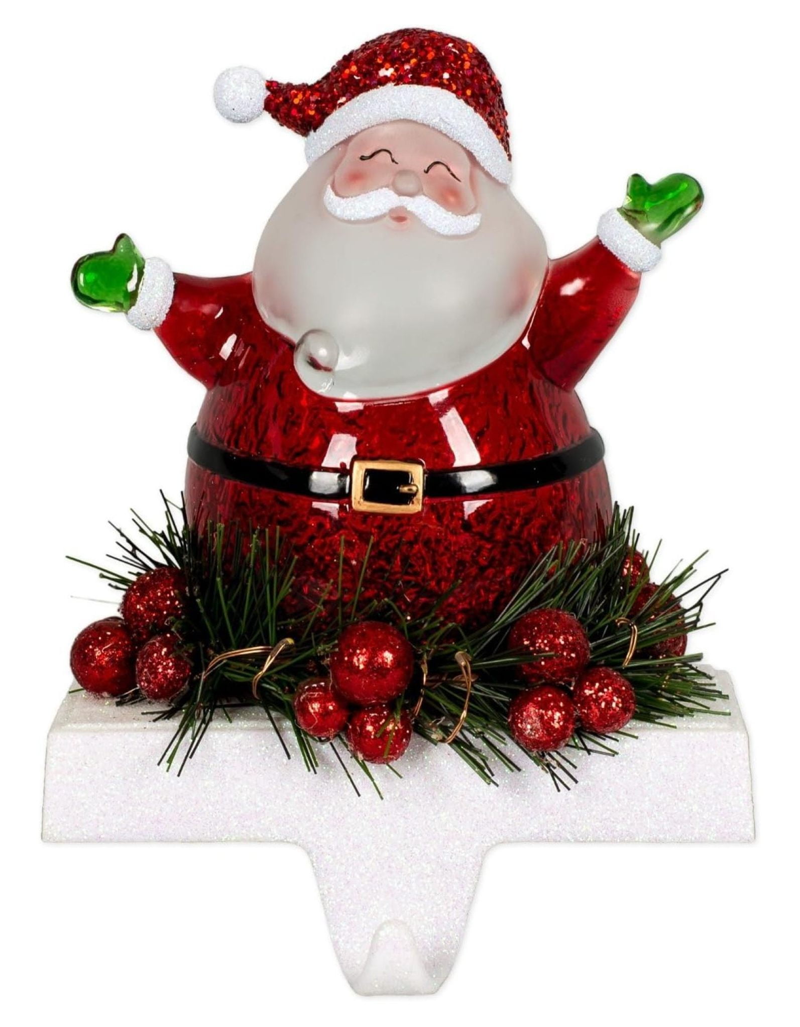 7 Inch LED Santa Stocking Holder with Glitter Base