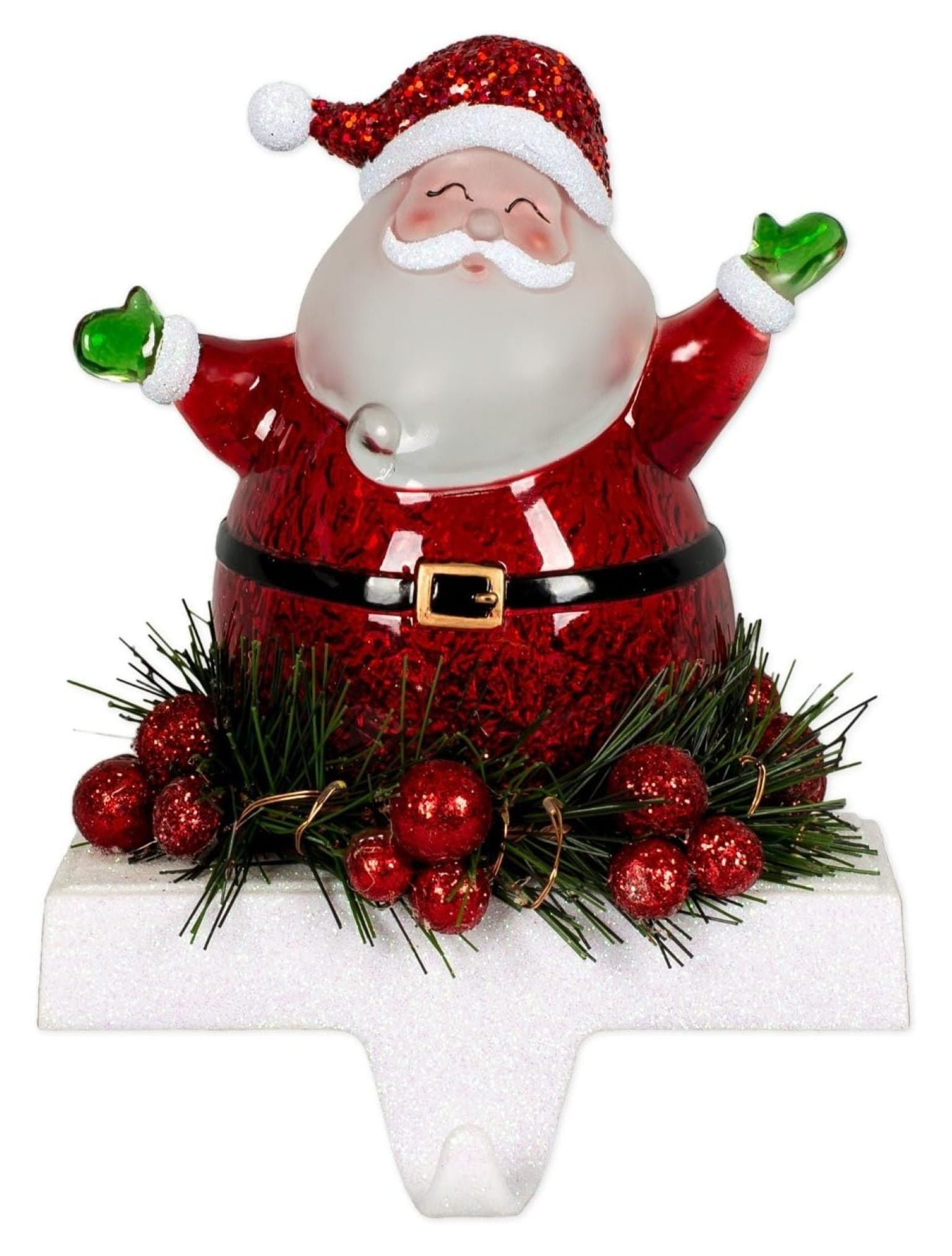 7 Inch LED Santa Stocking Holder with Glitter Base