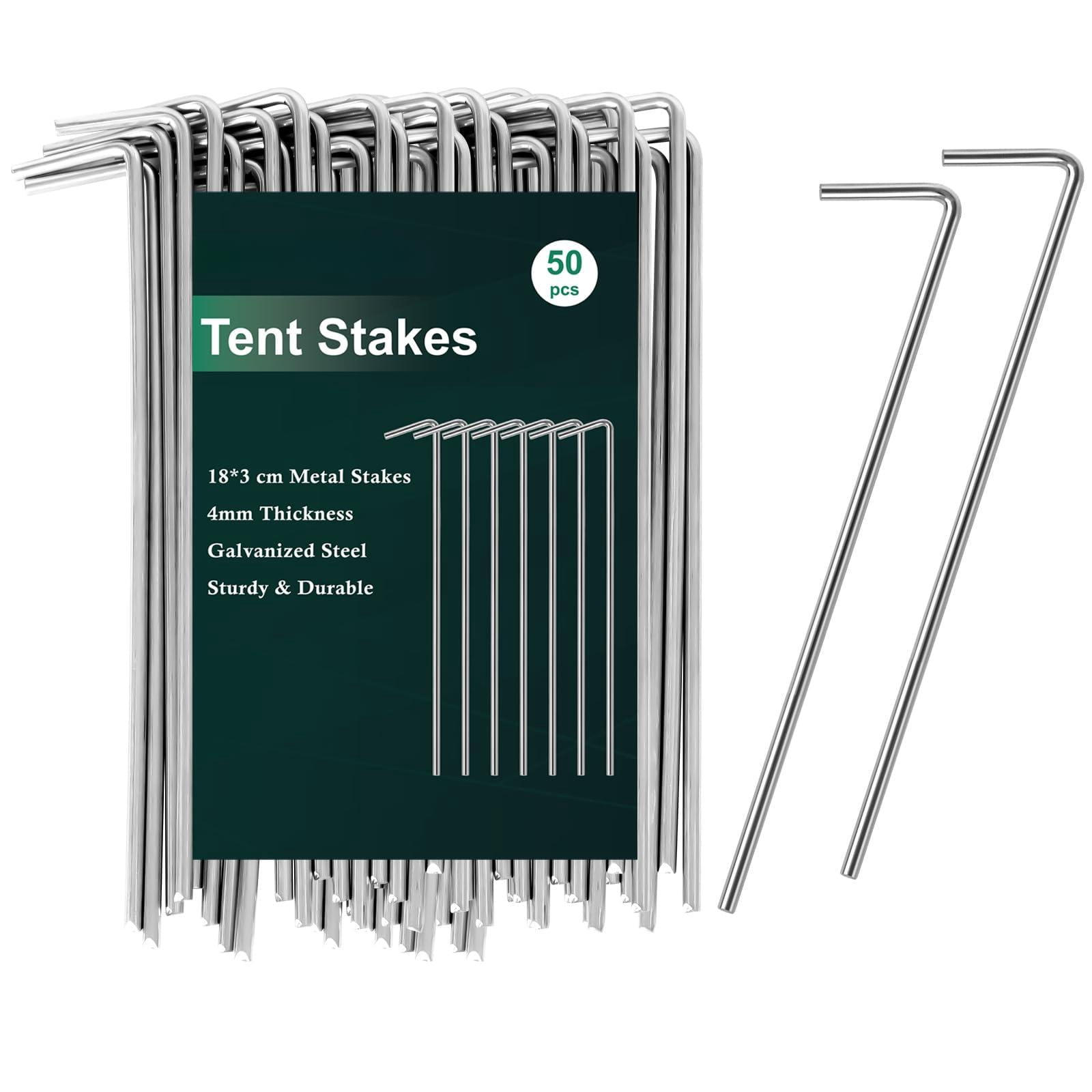 7 Inch Tent Stakes 50 Pack Yard Inflatable For Outdoor Decorations Metal Pegs Heavy Duty Hooks Camping Spikes Canopies  Tarp And Christmas