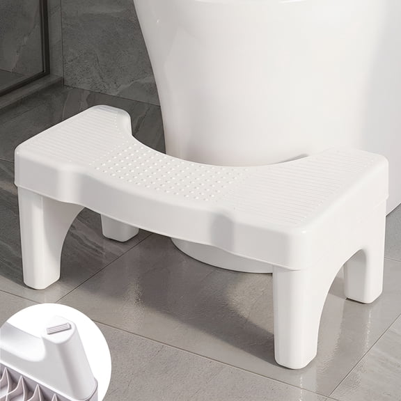7 Inch Toilet Squat Stool for Adults, Non-Slip Bathroom Step Stool, Foot Rest Stool for Pooping, White