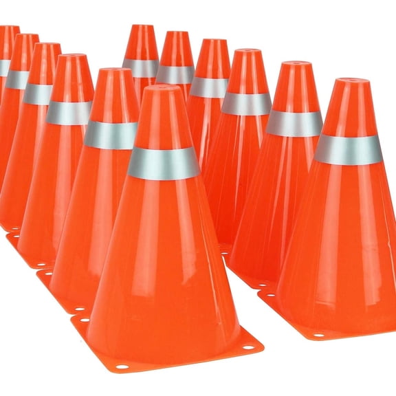 Kiddie Play Cones for Sports 7” Small Soccer Cones for Kids 12 pk Mini Orange Cones for Drills, Agility, Training, Traffic and Dogs