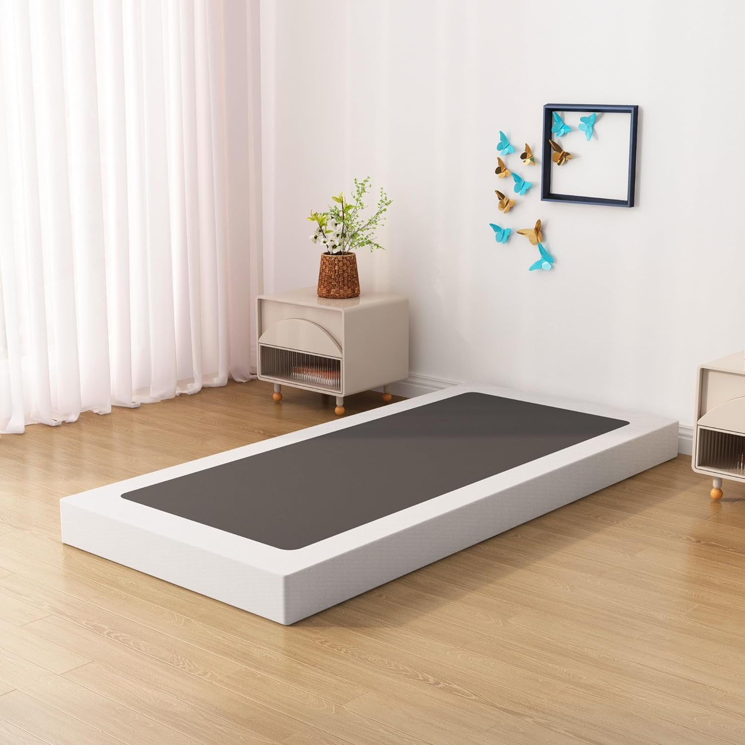 7 Inch Twin Box Spring Bed Base, Low Profile Metal Boxspring Twin with