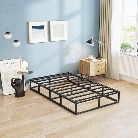 7 Inch Twin Box Spring Metal Bed Frame with High Strong Support, Quiet Noise-Free Design for Easy Assembly and 3000lbs Capacity