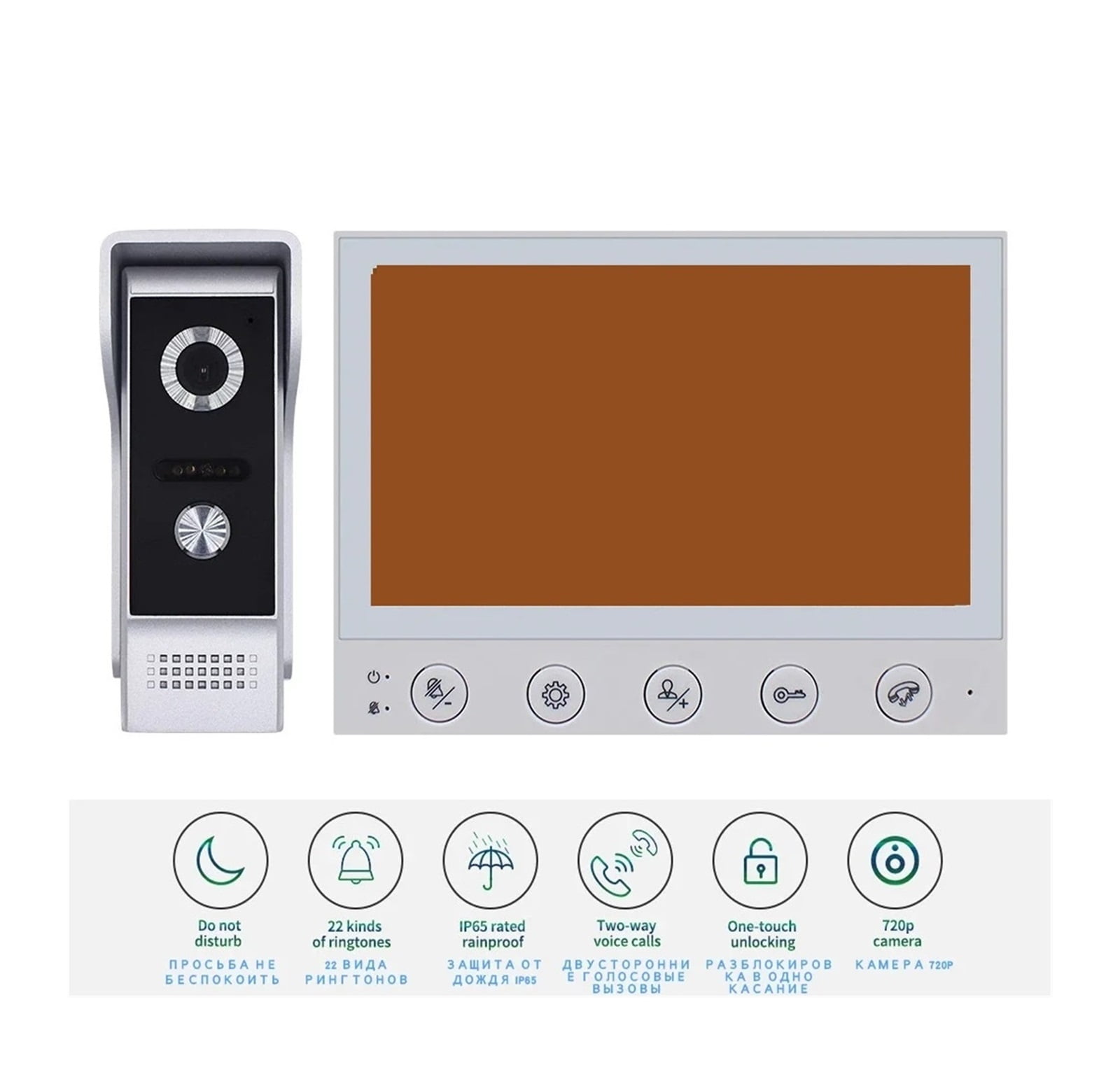 7 Inch Video Intercom For Home System Kit Outdoor Doorbell With Camera Ir Night Vision Waterproof Handsfree Dual-Way Intercom ,Crystal-Clear 2K