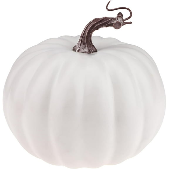 7 Inch White Artificial Pumpkin Foam Lifelike Pumpkins DIY Craft Halloween Fall Harvest Thanksgiving Wedding Party Paintable Table Centerpiece Decoration