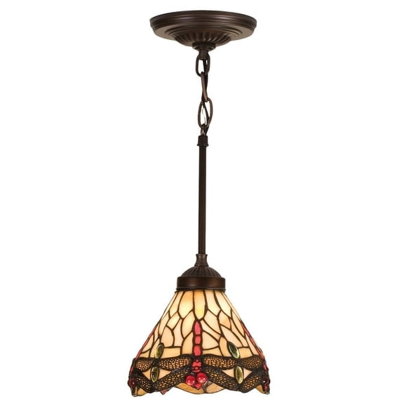 7 Inch Wide tiffany hanginghead dragonfly Mini Pendant