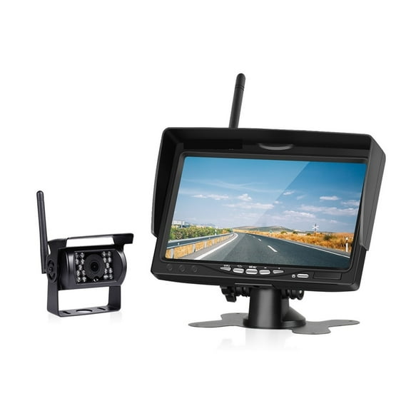 7 Inch Wireless Car Monitor 12-24V Parking Reaverse Backup Camera System TFT LCD Screen IR Night Vision Wifi Rear View Camera ,Flexible Double Bracket Installation