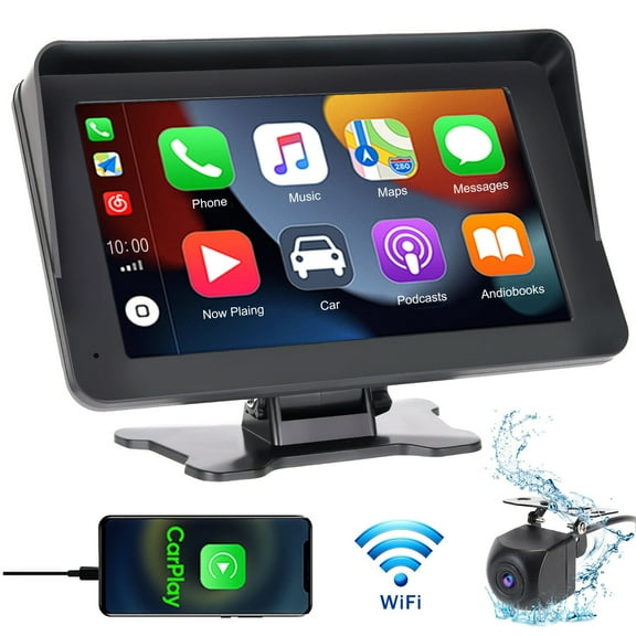 7 Inch Wireless CarPlay Dash Cam Front and Rear, 128GB, WiFi, Android Auto, Night Vision, Touchscreen Dual Camera for Cars