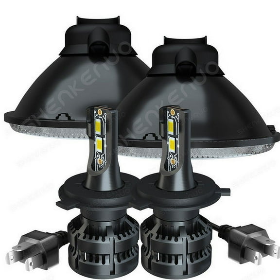 7 Inch led GLASS Headlight Round, ORIGINAL CLASSIC LOOK conversion Chrome pair