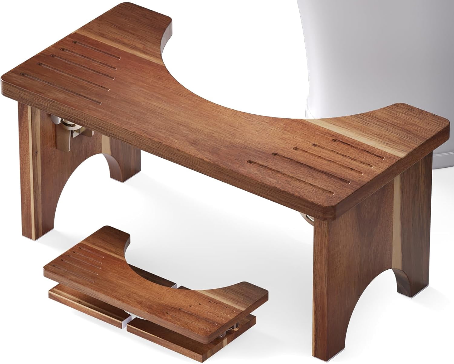 7 Inches Acacia Wood Toilet Stool