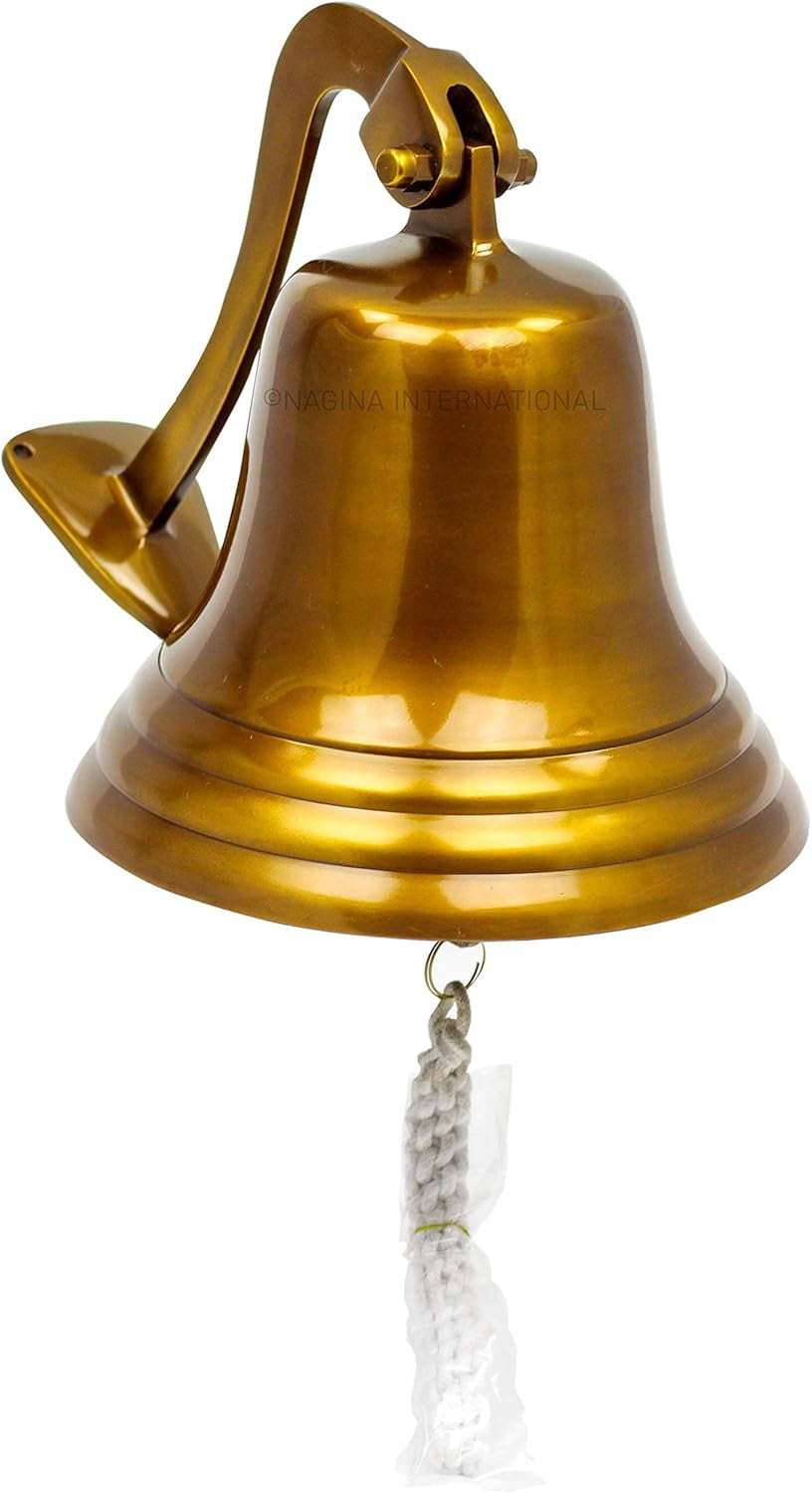 7 Inches Antique Brushed Brass Aluminum Cast Premium Nautical Boat Bell | Nursery décor Gifts
