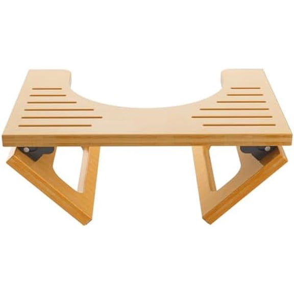 7 Inches Bamboo Toilet Stool Squat for Adult, Foldable Squatting Potty Stools for Bathroom, 0.79" Thickness Poop Stool with Non-Slip Strip, Space-Saving, No Assembly Required, Natural Color