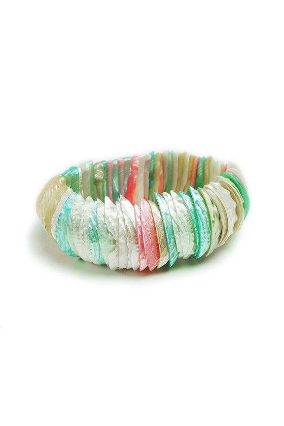 7 Inches Multi Color Shell Stretch Bracelet