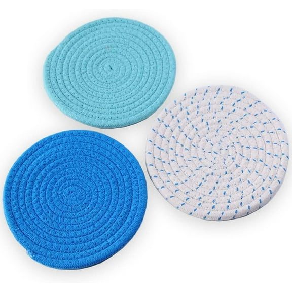 7 Inches Pot Holders Trivets Set, Pack of 3 100% Pure Cotton Thread Weave Stylish Coasters, Hot Pads, Hot Mats,Spoon Rest For Cooking and Baking (Style 1)