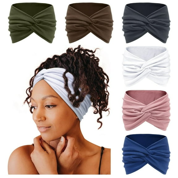 7 Inches Wide Headbands for Women,6 Pack Extra Large Turban Headband Boho Hairband Hair Twisted Knot Accessories