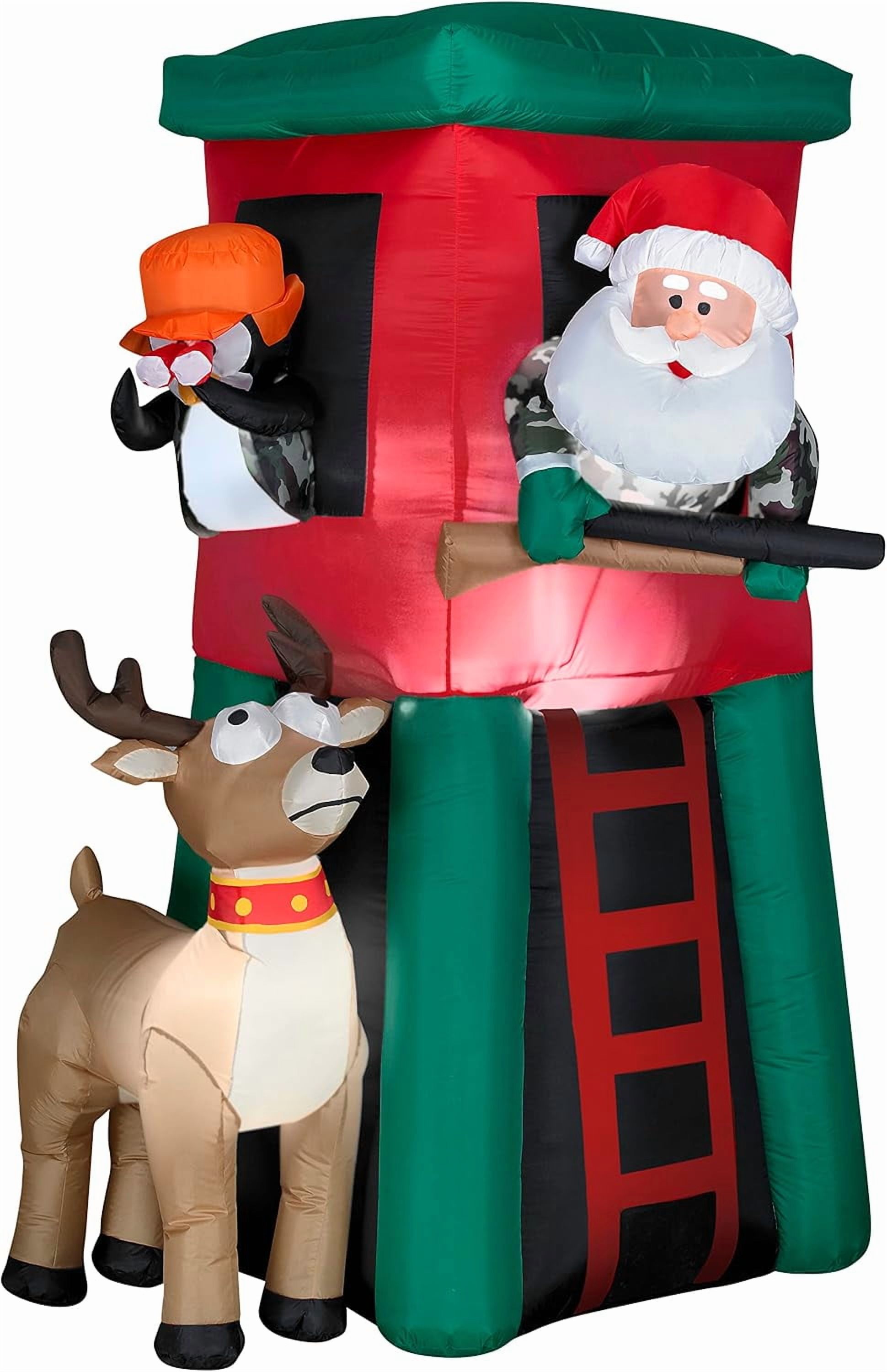7' Inflatable Hunting Santa in Deer Stand Deluxe Yard Decoration 883041 ...
