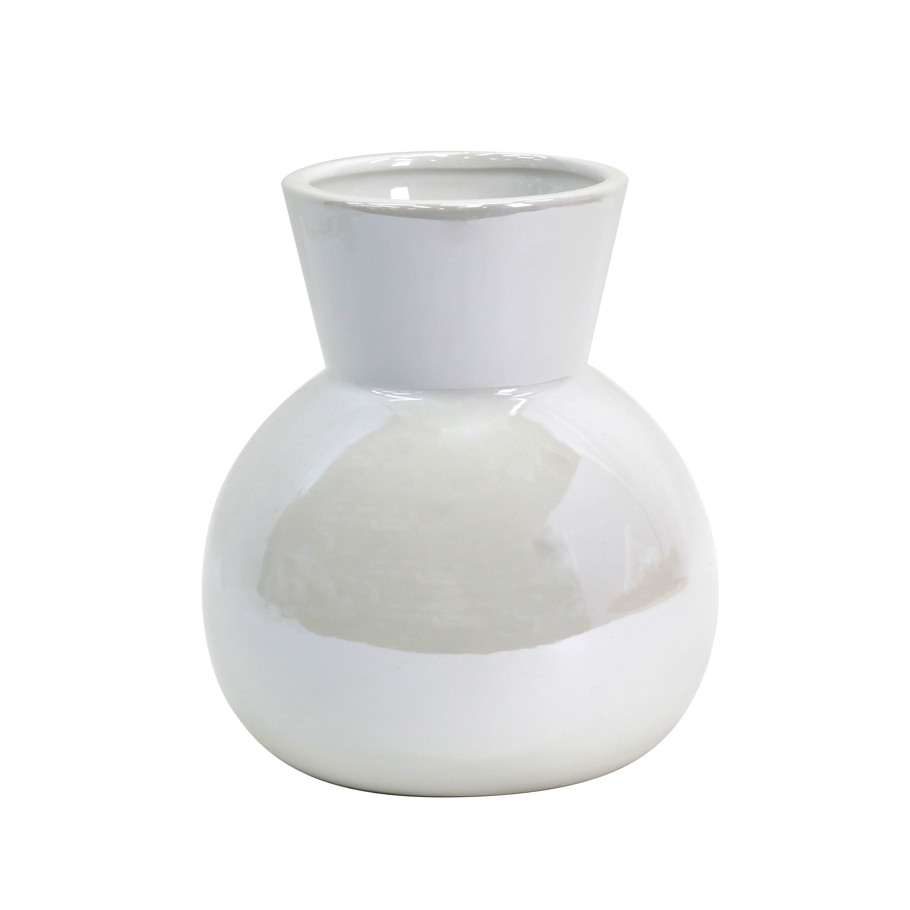 7" Iridescent White Ceramic Bubble Vase