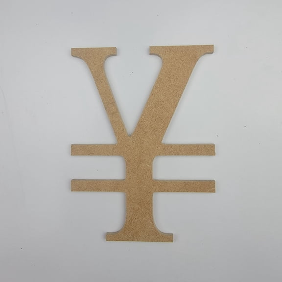 7" Japanese Yen Symbol, Unfinished MDF Art Shape by Wooden Craft Cutouts, 1-4 Thickness