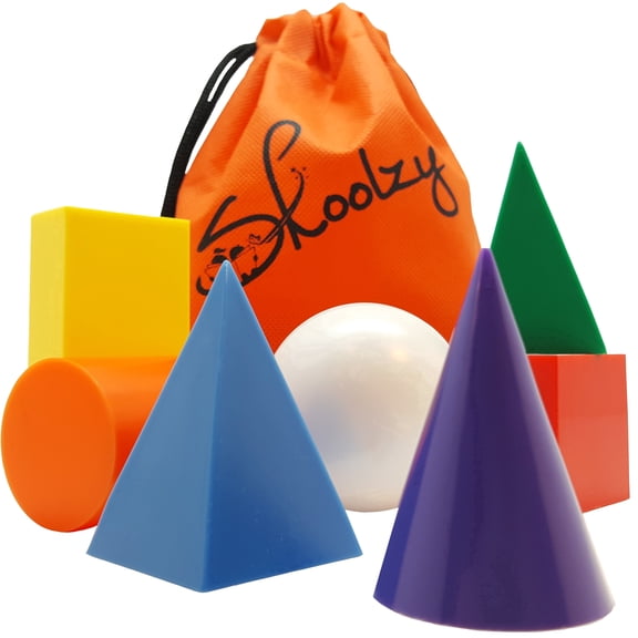 Skoolzy Jumbo 3D Geometric Shapes Set for Kids, 7-Piece Math Manipulatives & Montessori STEM Learning Toy, Geometry Solids for Classroom & Homeschool, Ages 4+