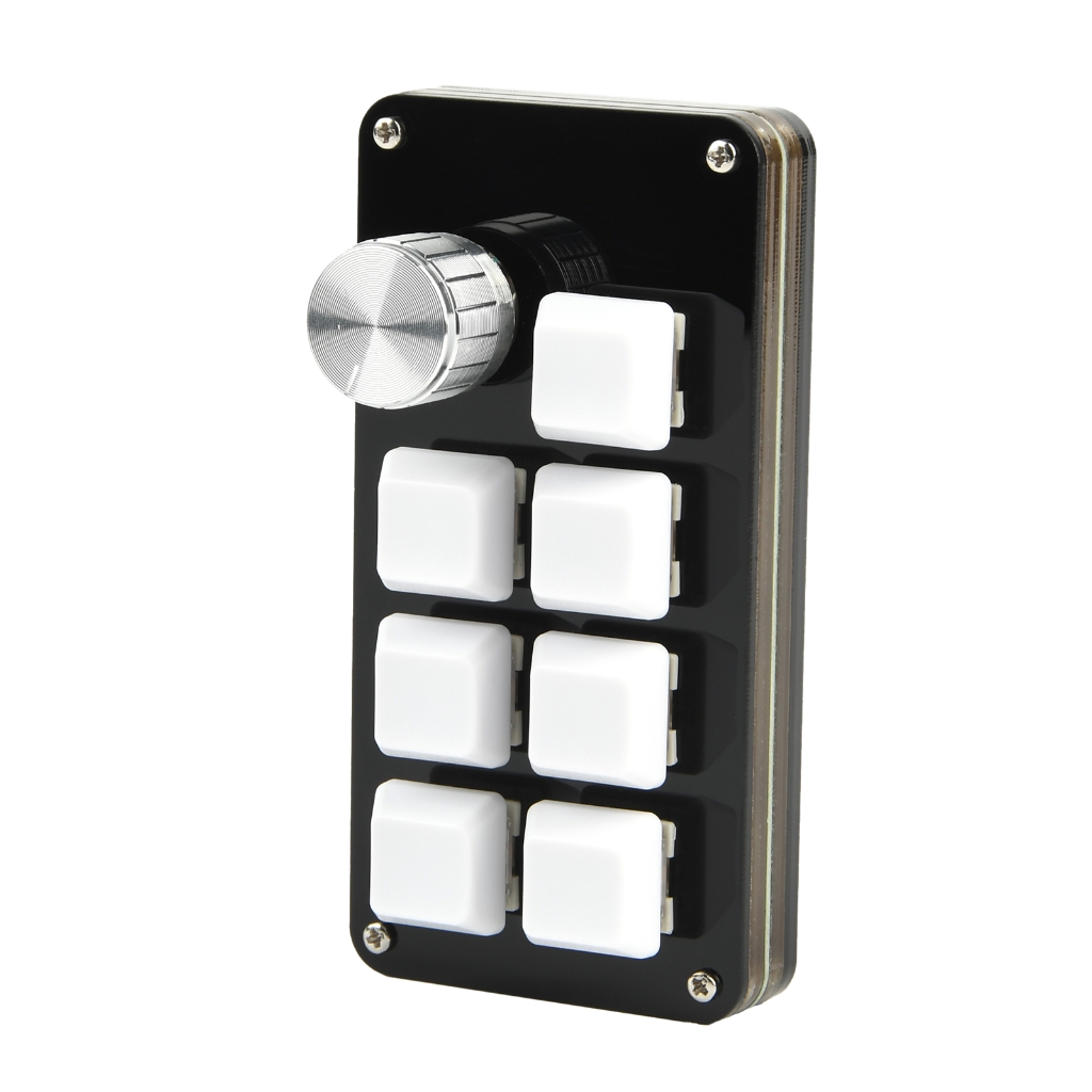 7 Keys Keyboard with 1 Knob Customizable Gaming Video Editing ...