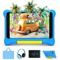 thumbnail image 1 of 7" Kids Learning Tablet Bundle - Headphones, Stylus & Bag, Pre-Installed & Parental Controls,Android 13 allwinner Go Quad Core, 5GB RAM + 32GB ROM, 128GB Expansion-Blue, 1 of 9