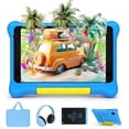 thumbnail image 1 of 7" Kids Learning Tablet Bundle - Headphones, Stylus & Bag, Pre-Installed & Parental Controls,Android 13 allwinner Go Quad Core, 5GB RAM + 32GB ROM, 128GB Expansion-Blue, 1 of 9