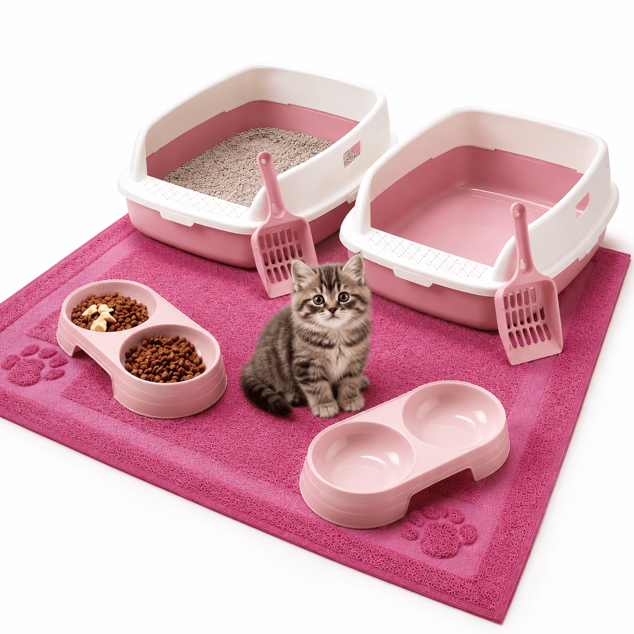 Litter Stuff 7 Kitten Litter Box Kit Small Low Entry With Scoop Pink - Walmart.com