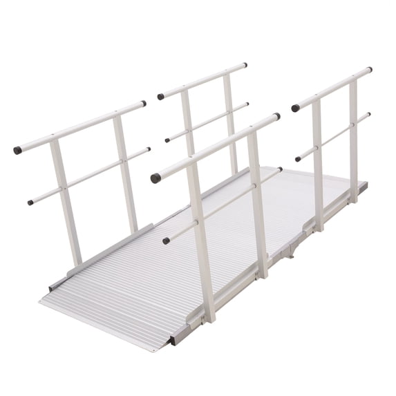 7' L Silver Spring Folding Aluminum Wheelchair Access Ramp with Handrails