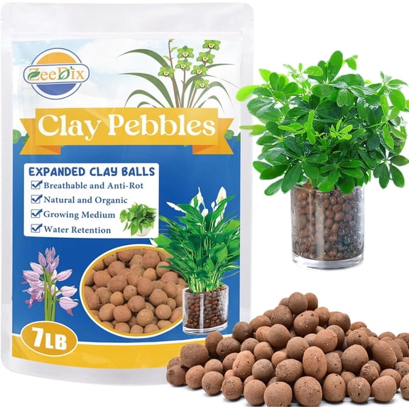 7 LBS Lightweight Expanded Clay Pebbles - pH-Balanced Hydroponic Growing Media for Aquaponics & Indoor Plants (Reusable Soilless Aggregate)