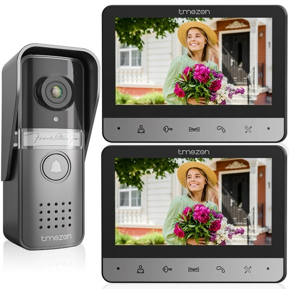 7"LCD Wired Video Door Phone Doorbell Intercom Home System IR Camera 2-Monitors