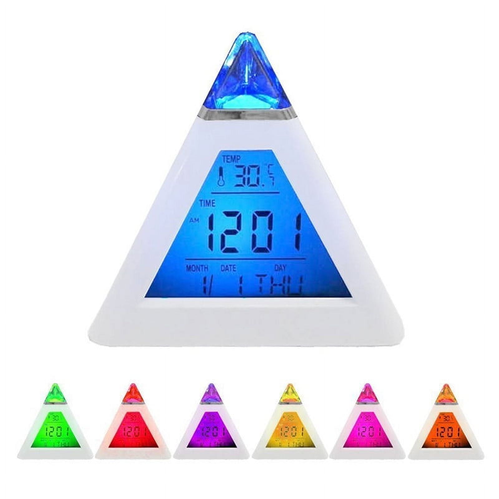 7 LED Color Changing Digital LCD Alarm Clock Display Thermometer Date Time Night Light Desktop