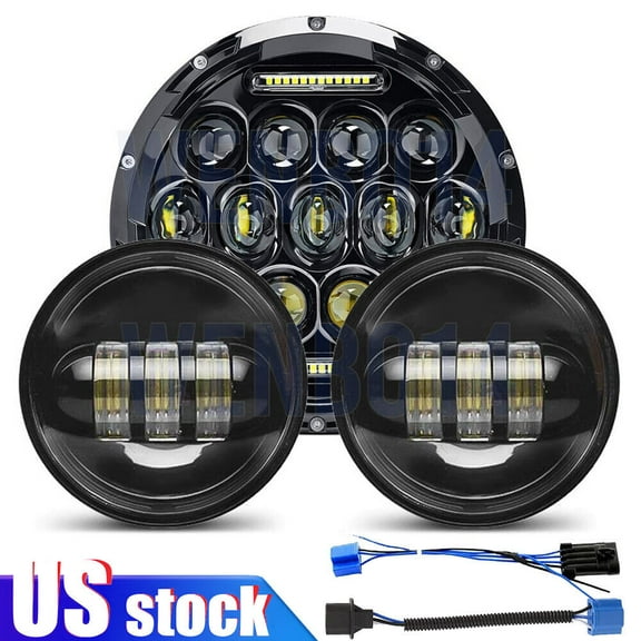 7" LED Headlight +Fog Passing Lights for Harley Davidson Heritage Softail Classic