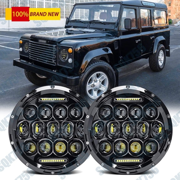 7" LED Headlights DRL For Land Rover Defender 90 110 1993-1997 Range Rover 87-95
