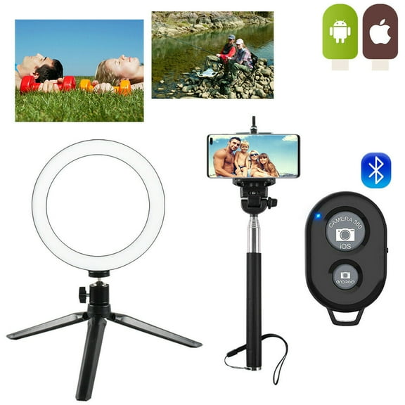 7" LED Selfie Ring Light with Tripod Stand & Phone Holder for Live Streaming & YouTube Video, Dimmable Makeup Ring Light for Photography, Shooting with 10 Brightness Level & 3 Light Modes