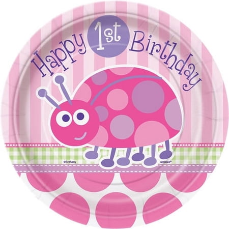 7" Ladybug 1st Birthday Paper Dessert Plates, 8ct