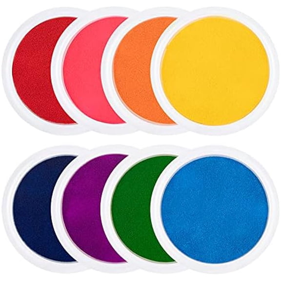 7" Large Ink Pads for - Handprint Footprint Size Rainbow Stamps Pad, Safe & Washable Ink Pad for Fingerprint Painting Card Making Stamp Crafting Paper Wood Fabric Scrapbook Birthday Gifts