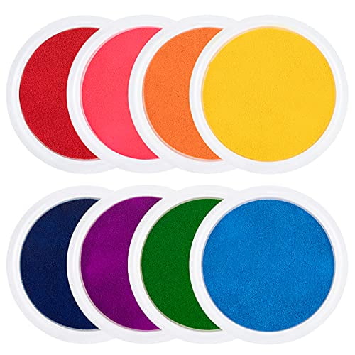 7" Large Ink Pads for Kids - Handprint Footprint Size Rainbow Stamps Pad,Safe & Washable Ink Pad for Fingerprint Painting Card Making Stamp Crafting Paper Wood Fabric Scrapbook Kids Birthday Gifts