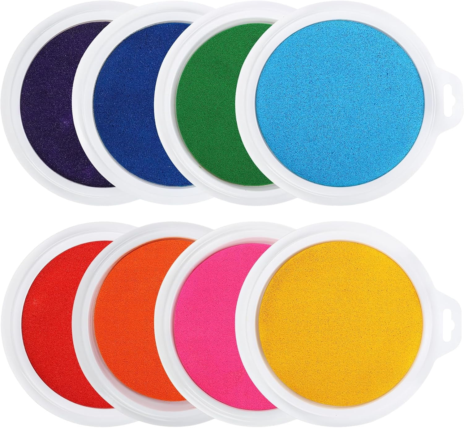 7" Large Round Craft Ink Pad, 8 Colors Washable Stamp Pads, Rainbow DIY Fingerprint Ink Pad for Rubber Stamp Card Making Paper Wood Fabric Clothing Scrapbook